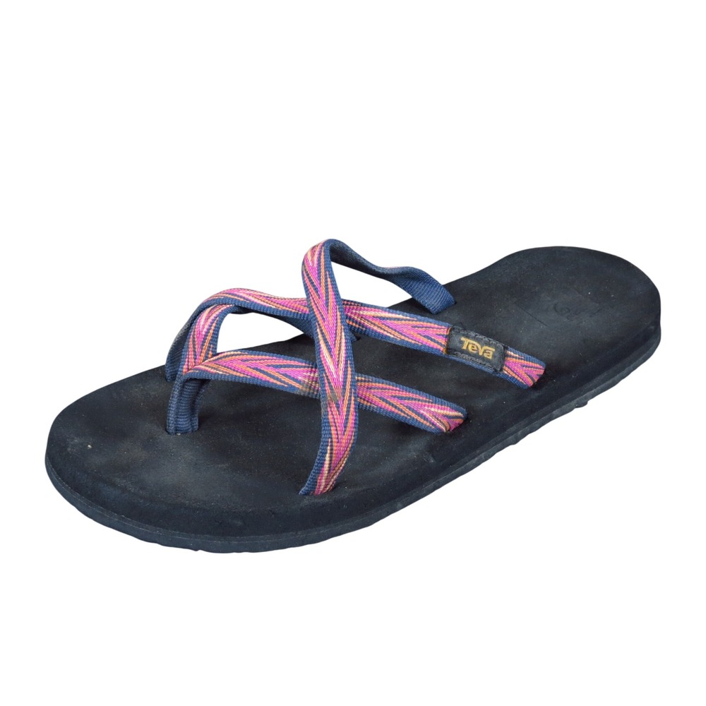 Teva Olowahu Womens Strappy Sandals Size 7 Outdoor Hiking Beach Black Pink Blue
